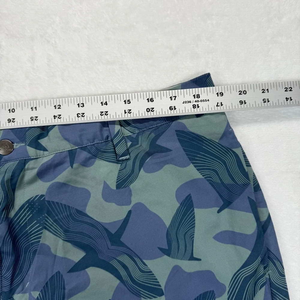 Adidas Golf Shorts Bird Print Casual Athletic Blue Green Mens Size 38‎